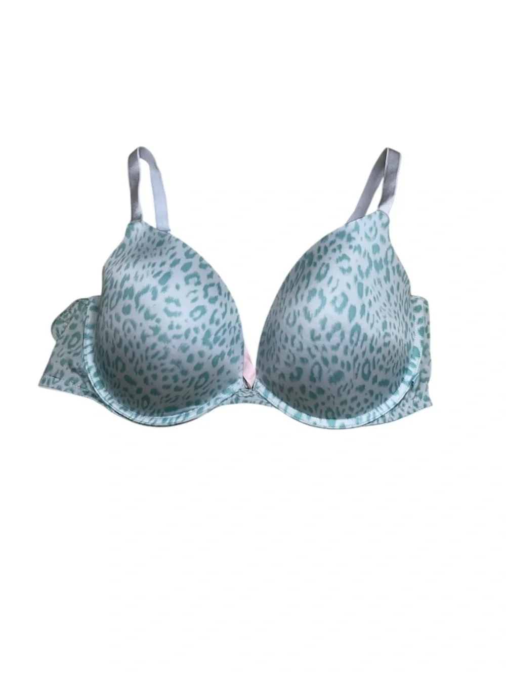 Victoria’s Secret PINK Push Up Bra 34DD Blue Leopard Print
